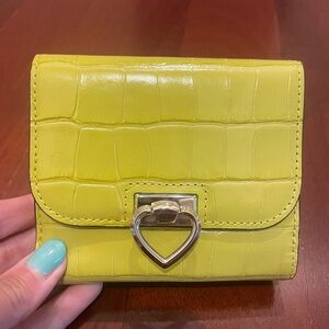 Brand New- Kate Spade Chartreuse Faux Croc Bifold Flap Wallet